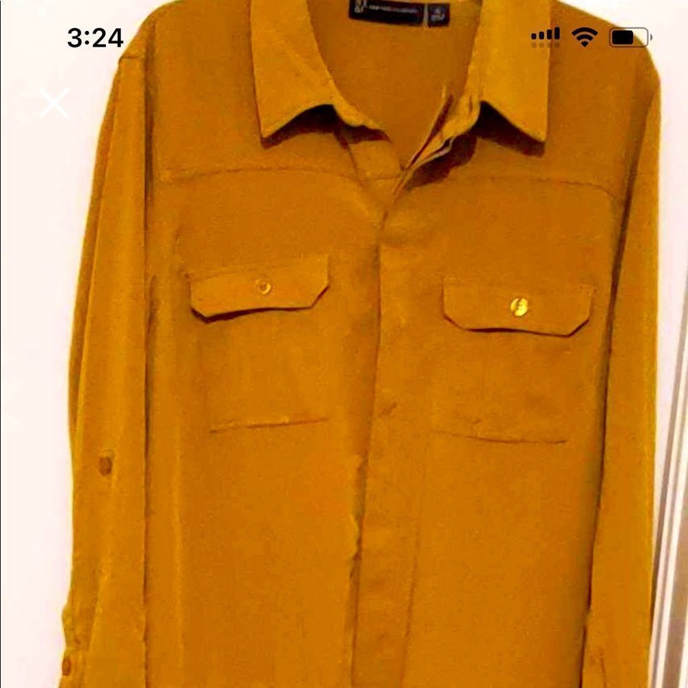 Mustard yellow NY&Company drawstring jumpsuit